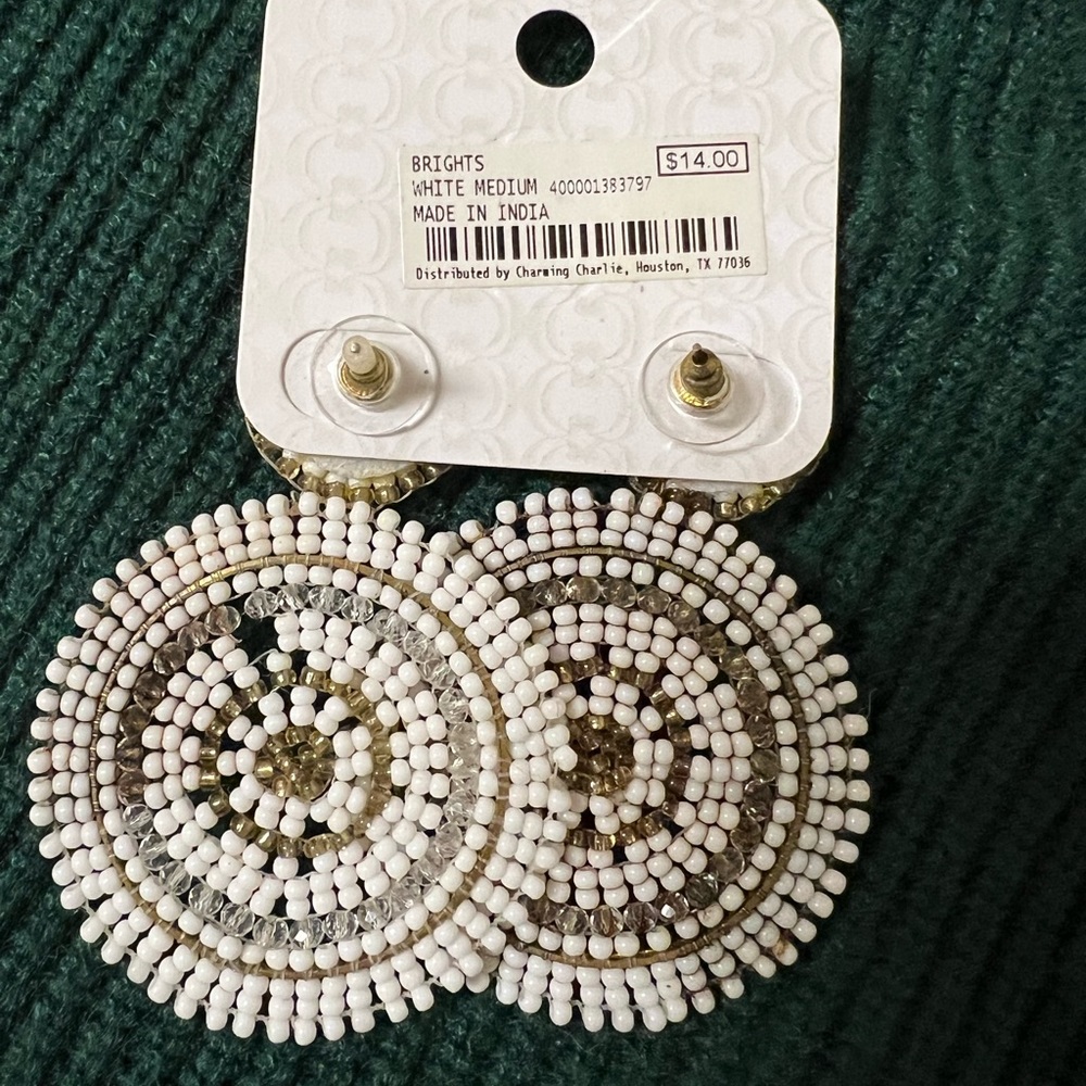 White Circle earrings. Charming Charlie - Picture 2 of 2